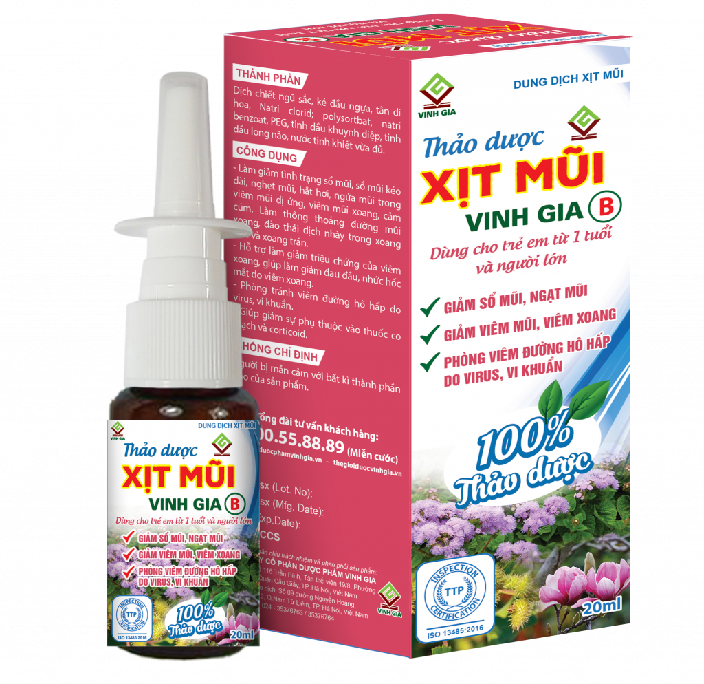 Thảo dược xịt mũi Vinh Gia B 20 ml (dùng cho trẻ em trên 1 tuổi và người lớn)