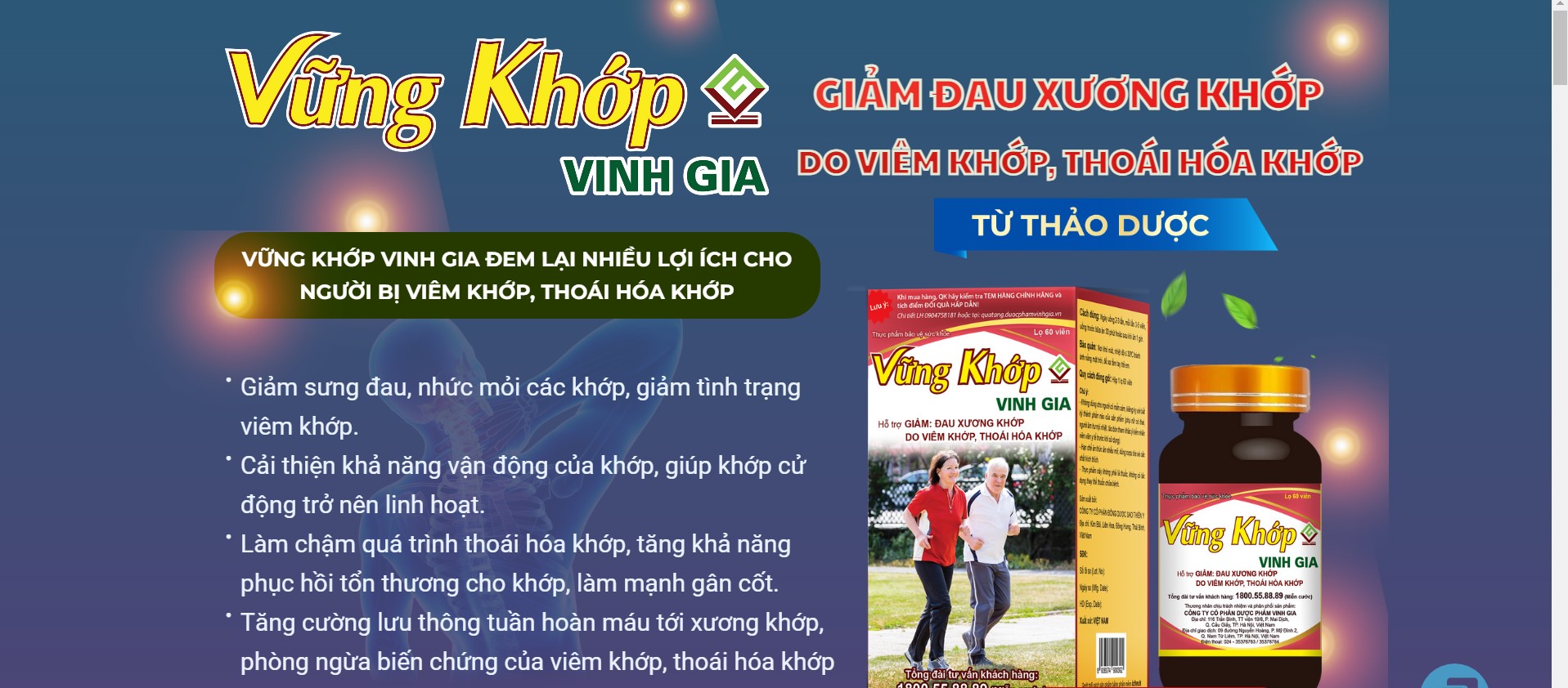 VỮNG KHỚP VINH GIA – Hỗ trợ GIẢM ĐAU DO VIÊM KHỚP, THOÁI HÓA KHỚP